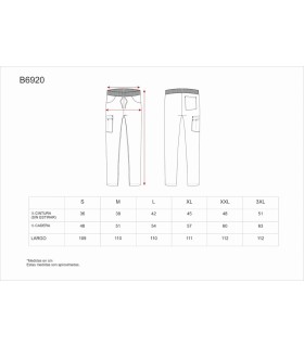 Pantalón elástico con un bolsillo en pierna B6920. Workteam13