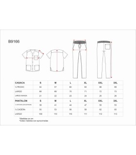 Conjunto sanitario con botones, lavable a 65º B9166. Workteam3
