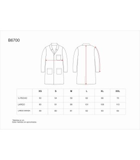 Bata con cierre de corchetes ocultos B6700. Workteam13
