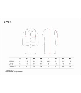 Bata unisex con cierre de botones B7100. Workteam11