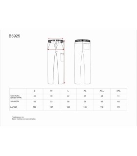 Pantalón de cocina en tejido de pata de gallo clásica B5925. Workteam3