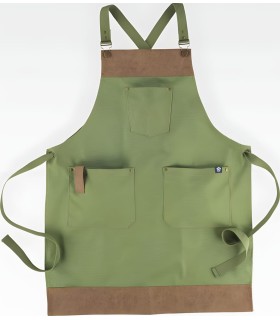 Delantal en tejido canvas combinado con piel vegana M740. Workteam3