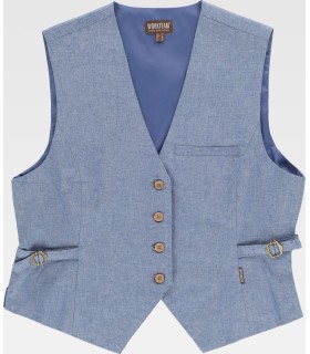 Chaleco entallado vaquero con ajustes laterales B9036. Workteam1