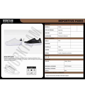 Zapatilla tipo tenis con cordones P4003. Workteam13