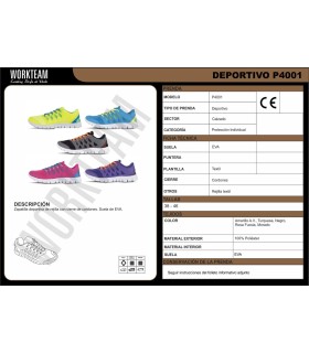 Zapatilla deportiva de rejilla con cordones P4001. Workteam30