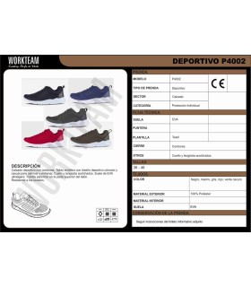 Zapatilla deportiva con cordones P4002. Workteam27