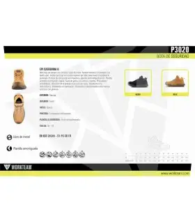 Bota baja de serraje certificada P3020. Workteam13