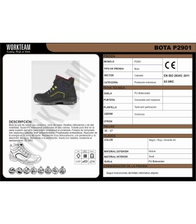 Bota de piel nobuk certificada S3 P2901. Workteam7