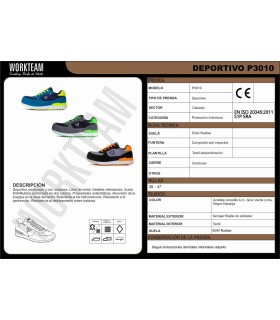 Zapatilla deportiva de serraje con cordones P3010. Workteam21