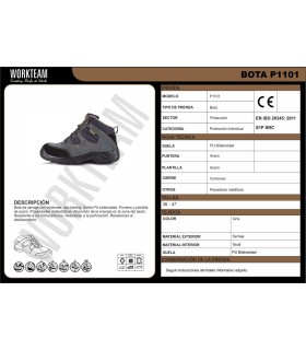 Bota de serraje certificado S1 P1101. Workteam7