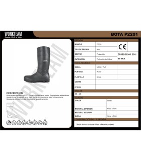 Bota pocera de nitrilo P2201. Workteam7