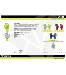 Guante con recubrimiento de poliuretano G4801. Workteam7