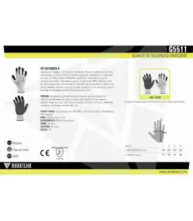 Guante con recubrimiento de nitrilo microporoso G5511. Workteam3