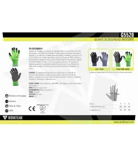 Guante Anticorte de nitrilo microporoso G5520. Workteam5