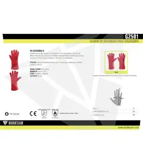 Guante de serraje especial soldadura G2501. PACK 12 und. Workteam3