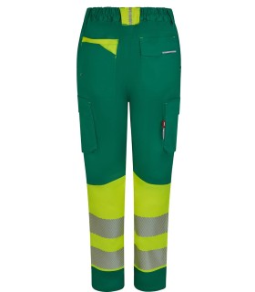 Pantalón de mujer alta visibilidad stretch, reciclado y cinta segmentada 303032SW. Velilla6