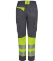 Pantalón de mujer alta visibilidad stretch, reciclado y cinta segmentada 303032SW. Velilla10