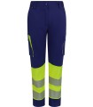 Pantalón de mujer alta visibilidad stretch, reciclado y cinta segmentada 303032SW. Velilla11