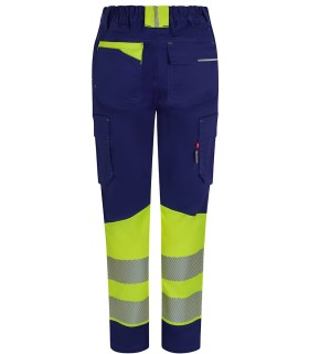 Pantalón de mujer alta visibilidad stretch, reciclado y cinta segmentada 303032SW. Velilla12
