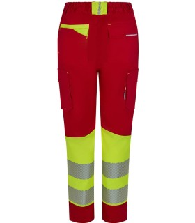 Pantalón de mujer alta visibilidad stretch, reciclado y cinta segmentada 303032SW. Velilla14