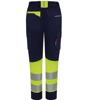 Pantalón de mujer alta visibilidad stretch, reciclado y cinta segmentada 303032SW. Velilla18