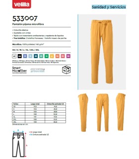 Pantalón sanitario unisex de microfibra 533007. Velilla589