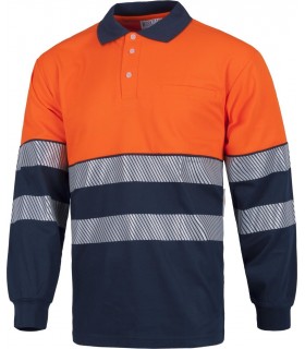 Polo de alta visibilidad certificado con cinta reflectante segmentada C3891. Workteam2