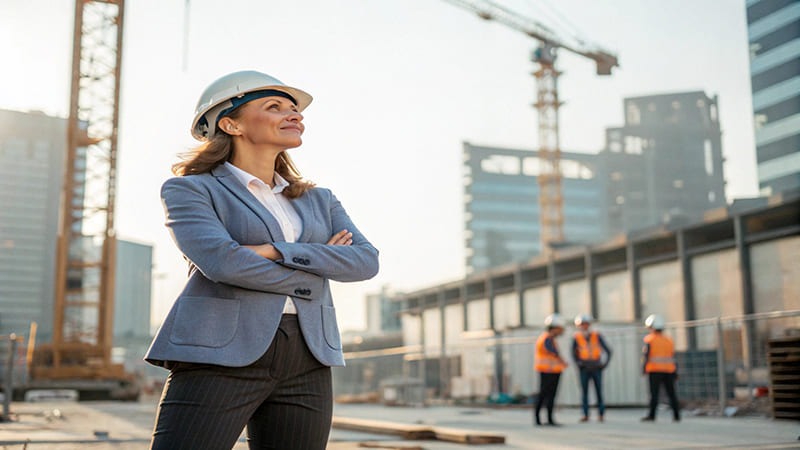 Mujer profesional vistiendo un uniforme de trabajo con un corte femenino y moderno