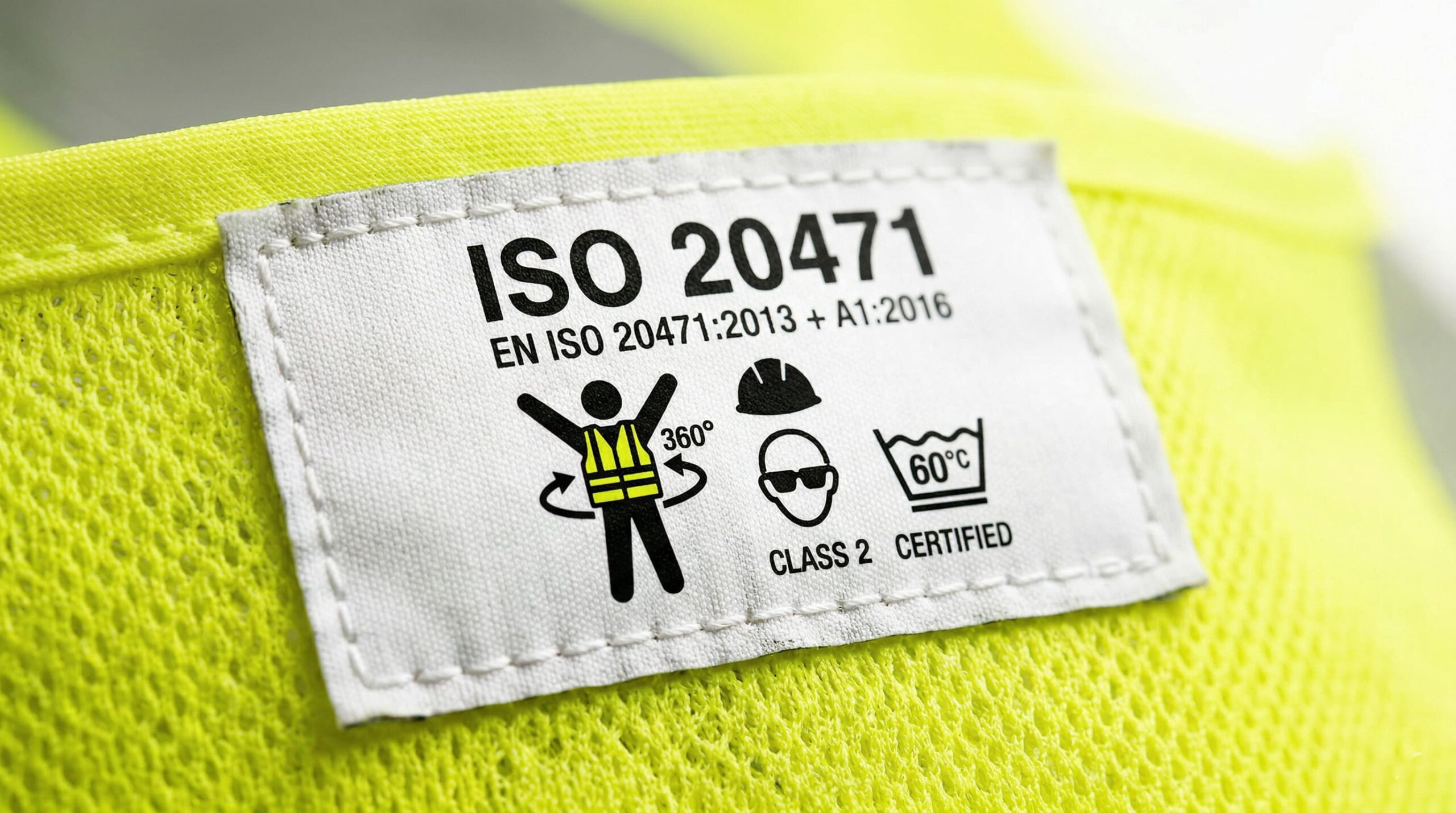 Detalle de etiqueta de seguridad en chaleco