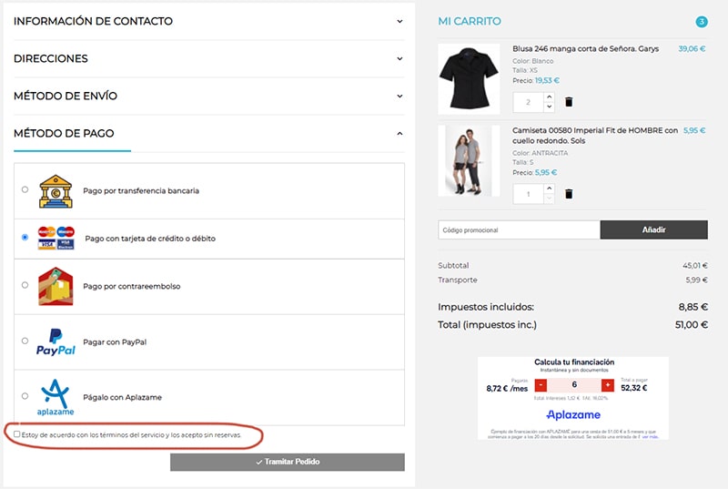 Aceptar los Términos del servicio